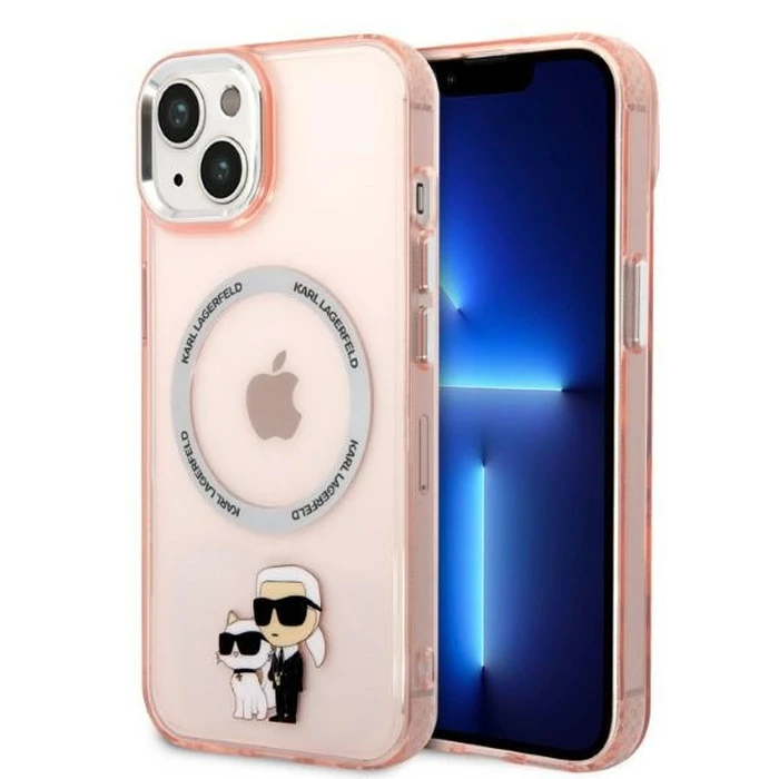 Karl Lagerfeld KLHMP14MHNKCIPApple iPhone 14 Plus / 15 Plus hardcase pink Iconic Karl&Choupette Magsafe