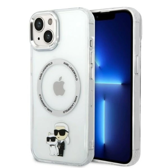 Karl Lagerfeld KLHMP14MHNKCITApple iPhone 14 Plus / 15 Plus hardcase transparent Iconic Karl&Choupette Magsafe