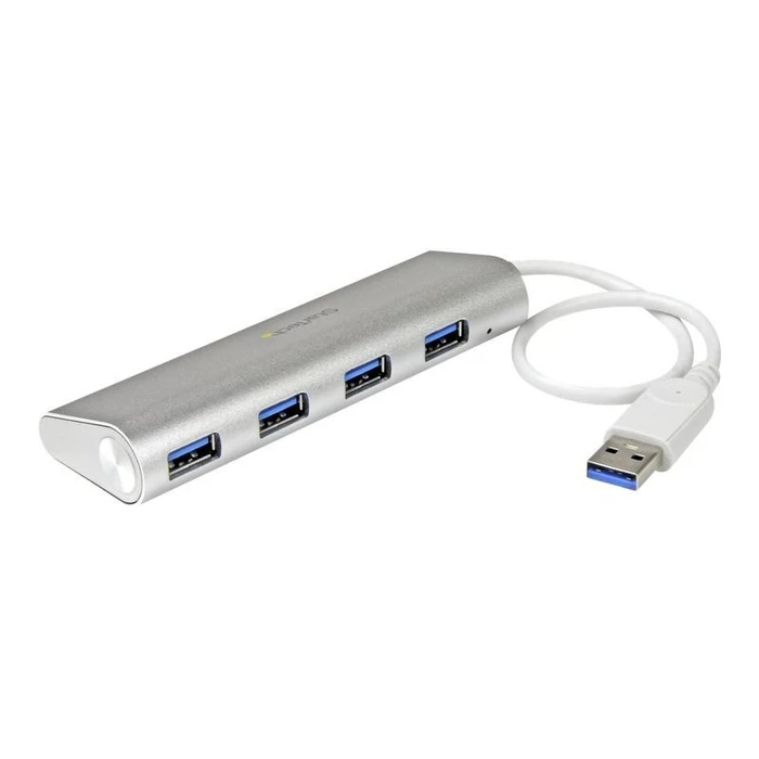 USB Hub StarTech Compact 3.0 with Built-in Cable - Aluminum - Silver - 4 ports
