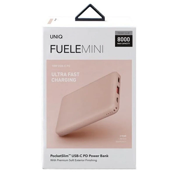 Powerbank UNIQ Fuele mini 8000mAh USB-C 18W PD Fast charge pink