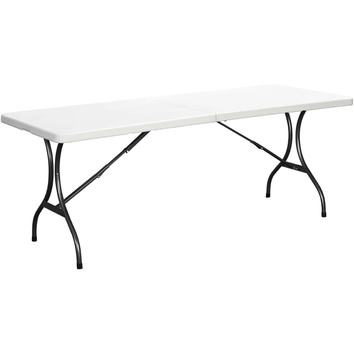 Metal Catering Foldable Briefcase Table, White, 244 x 76 x 72 cm