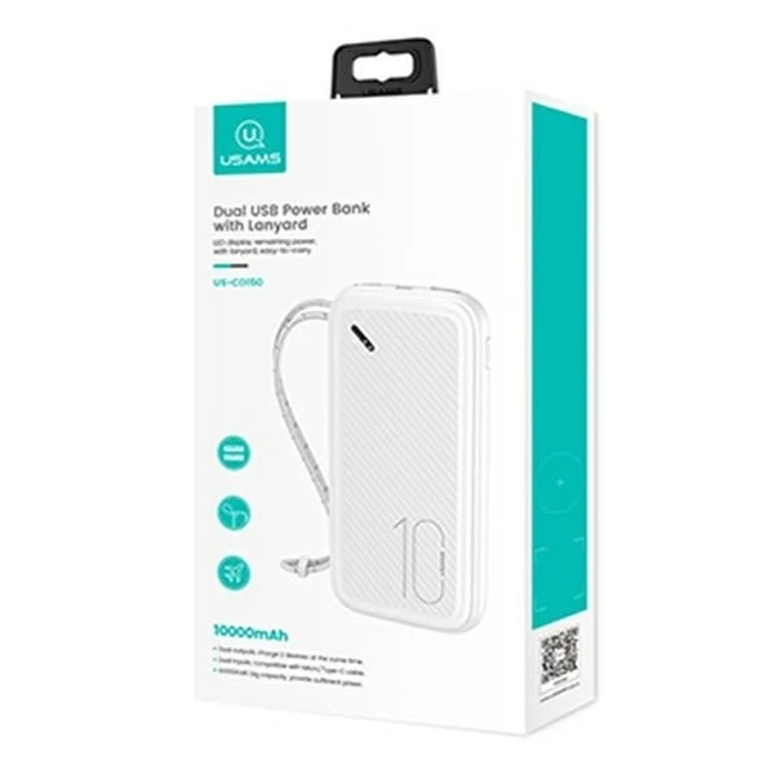 Powerbank USAMS PB56 10000mAh 2xUSB/USB-C/microUSB Fast Charge white (US-CD150)