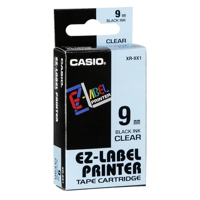 Casio XR-9WE1 Genuine Ink Ribbon 9 mm Black on White Tape, 8 m