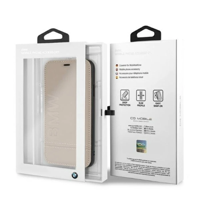 BMW BMFLBKI61LLST Apple iPhone XR book taupe Logo Imprint