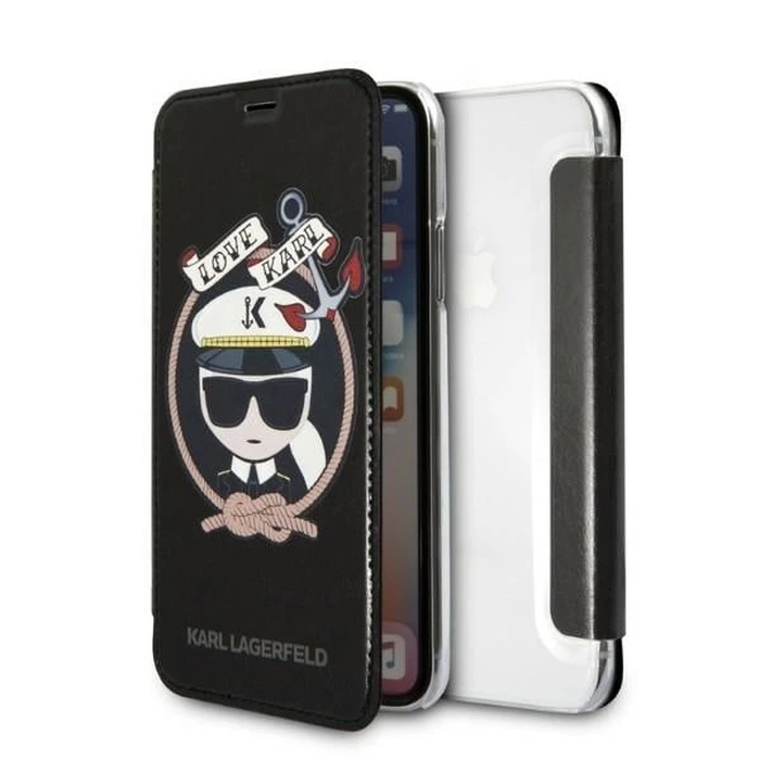Karl Lagerfeld KLFLBKPXKSB Apple iPhone XS/X black bookcase Signature Glitter