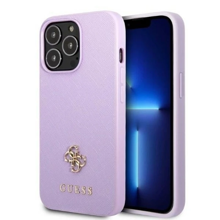 Guess GUHCP13XPS4MU Apple iPhone 13 Pro Max purple hardcase Saffiano 4G Small Metal Logo