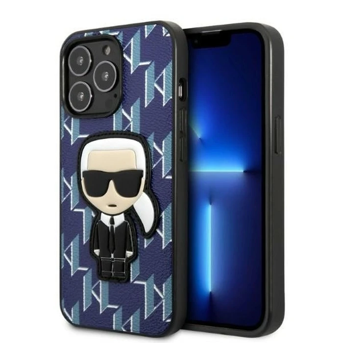 Karl Lagerfeld KLHCP13LPMNIKBL Apple iPhone 13 Pro hardcase blue Monogram Ikonik Patch