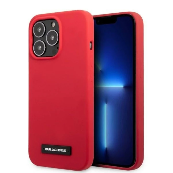 Karl Lagerfeld KLHCP13LSLMP1R Apple iPhone 13 Pro hardcase red Silicone Plaque