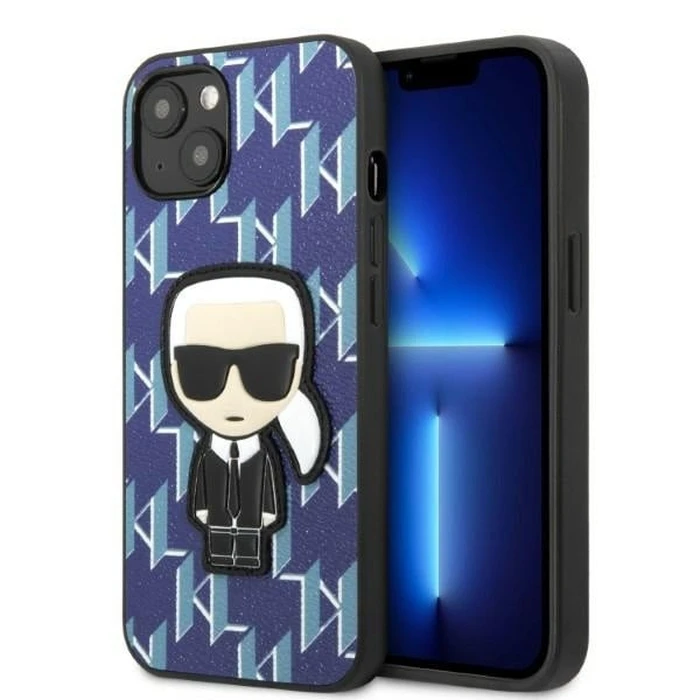 Karl Lagerfeld KLHCP13MPMNIKBL Apple iPhone 13 hardcase blue Monogram Ikonik Patch