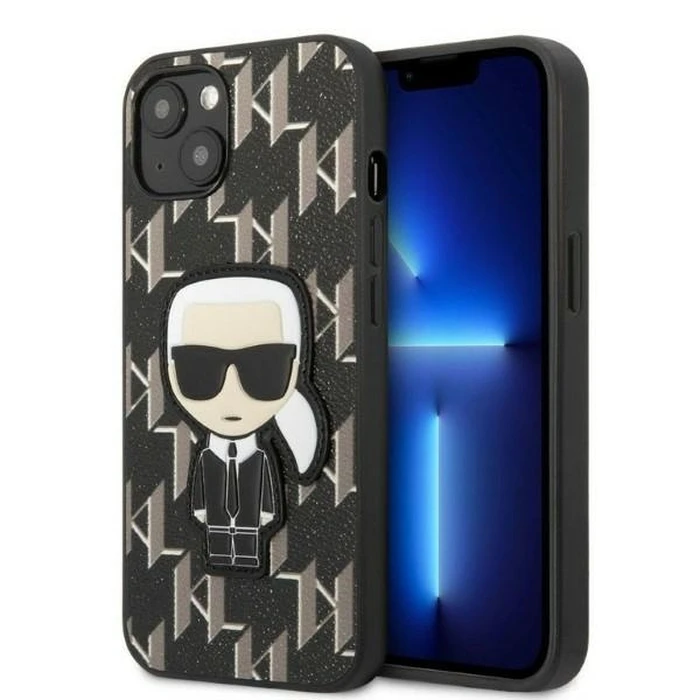 Karl Lagerfeld KLHCP13SPMNIKBK Apple iPhone 13 mini hardcase black Monogram Ikonik Patch
