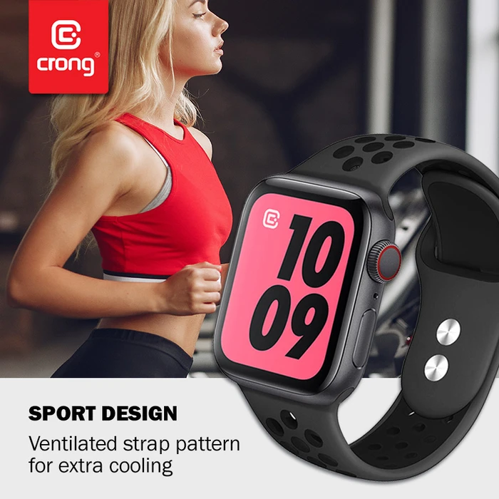 Belt Crong Duo Sport Apple Watch 4/5/6/7/SE/8/9/10 40/41/42mm (gray/black)