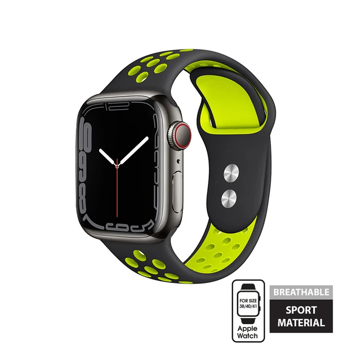 Band Crong Duo Sport Apple Watch 4/5/6/7/SE/8/9/10 40/41/42mm (black/lime)