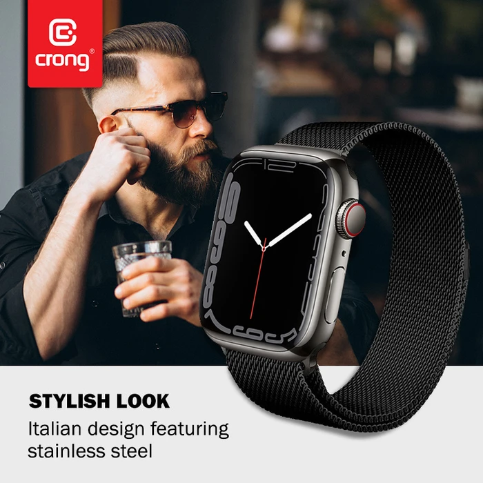 Bracelet Crong Milano Steel Apple Watch 4/5/6/7/SE/8/9 40/41mm (black)
