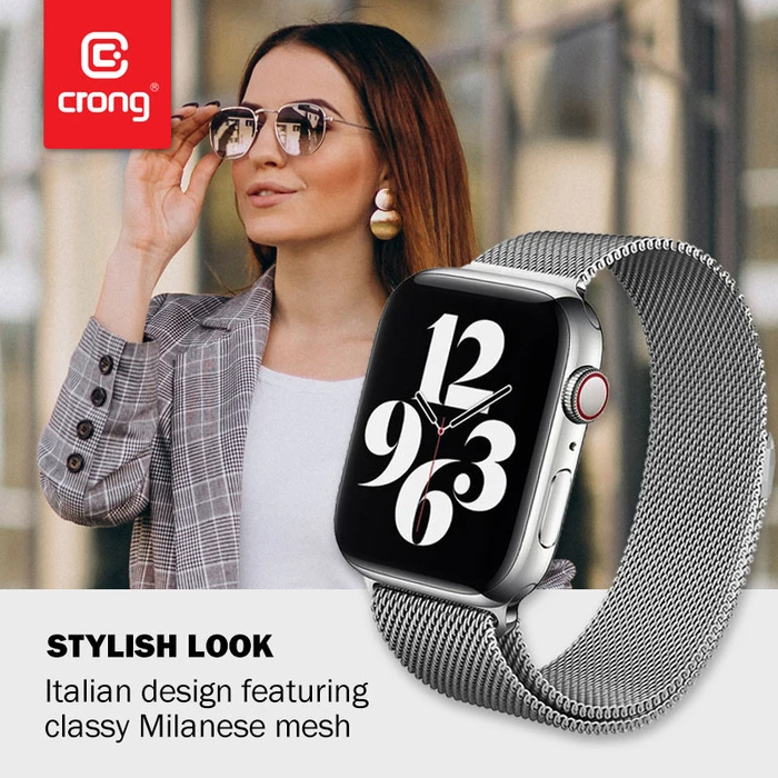 Bracelet Crong Milano Steel Apple Watch 4/5/6/7/SE/8/9 40/41mm (silver)
