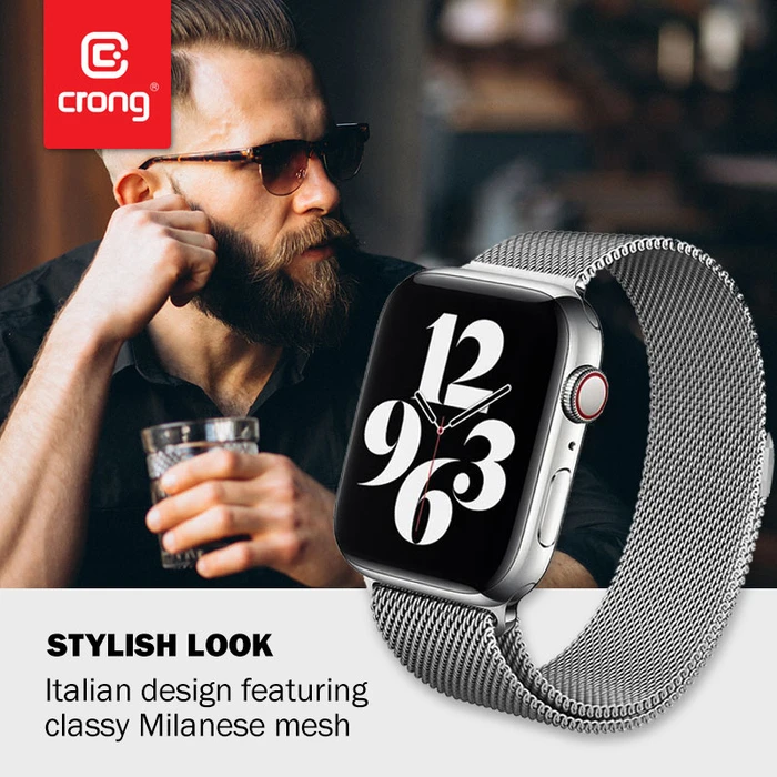 Bracelet Crong Milano Steel Apple Watch 4/5/6/7/SE/8/9 40/41mm (silver)