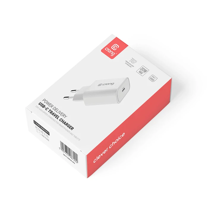 Crong USB-C Travel Charger USB-C Power Delivery 20W (white)