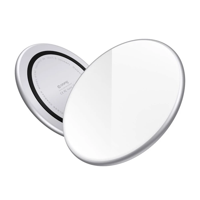 Crong PowerSpot Fast Wireless Charger Qi 15W USB-C (Silver White)