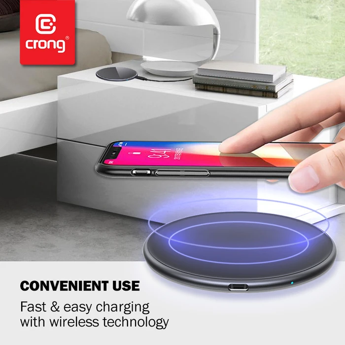 Crong PowerSpot Fast Wireless Charger Qi 15W USB-C (Silver White)