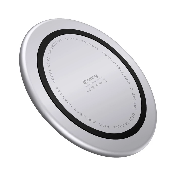 Crong PowerSpot Fast Wireless Charger Qi 15W USB-C (Silver White)