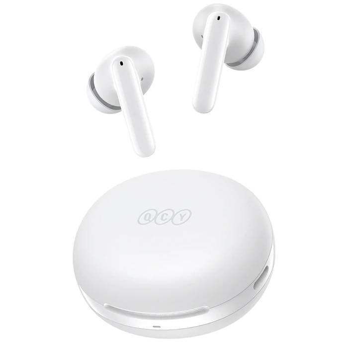 Bluetooth Handsfree Qcy T13 ANC 2 White - TWS 28dB active noise canceling 10mm drivers, BT 5.3 30 hours