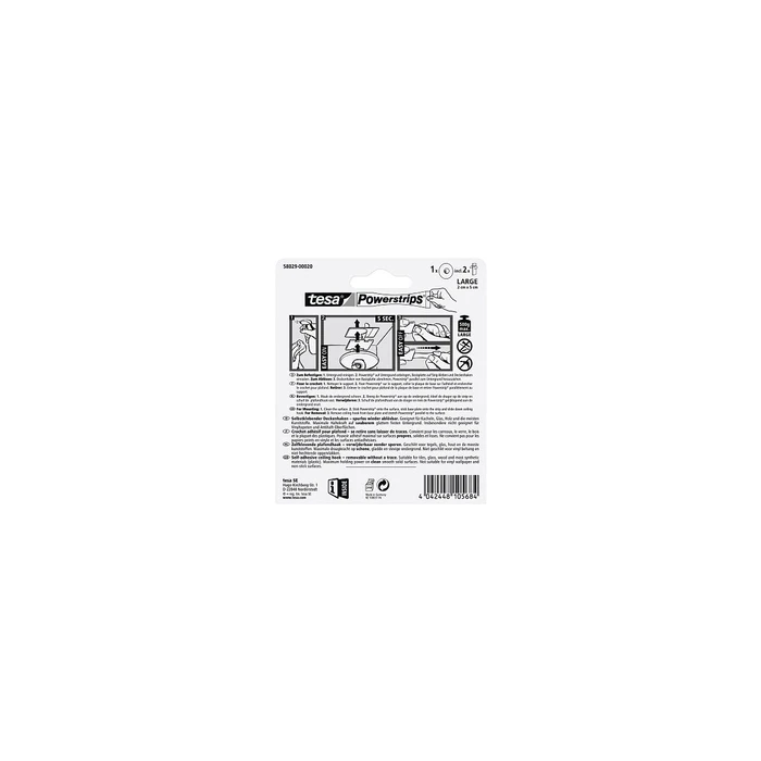 tesa Powerstrips Ceiling Hook, White