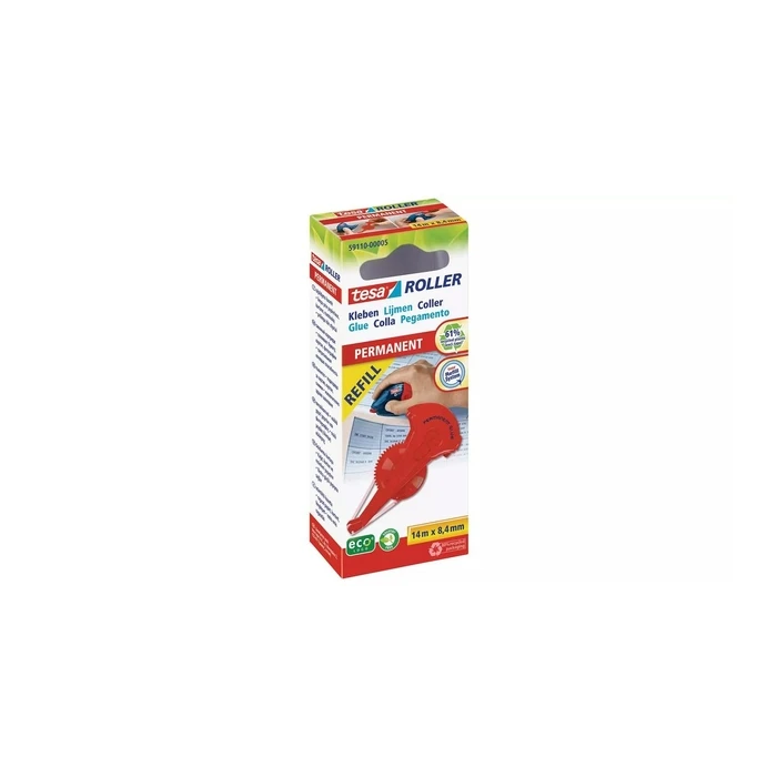 tesa Roller Permanent Glue ecoLogo Refill Cartridge, 14 m x 8.4 mm (permanent)