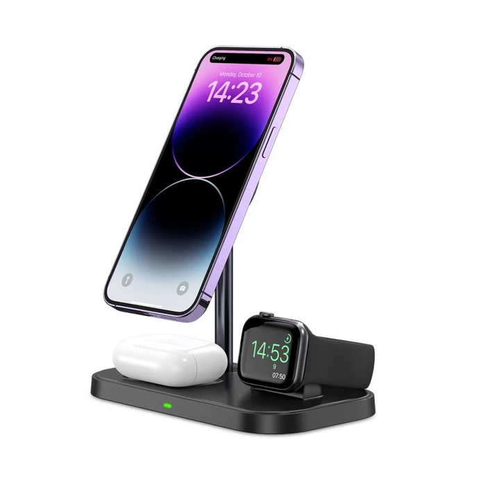 Tech-Protect Qi15W A22 3in1 Magnetic MagSafe Wireless Charger Black