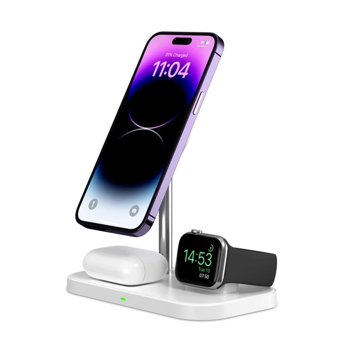 Tech-Protect Qi15W A22 3in1 Magnetic MagSafe Wireless Charger White