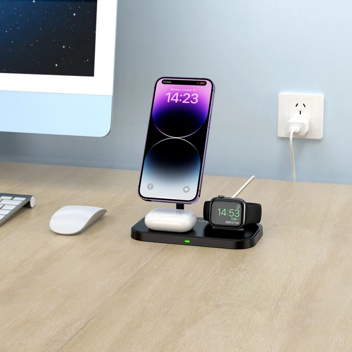 Tech-Protect Qi15W A22 3in1 Magnetic MagSafe Wireless Charger White