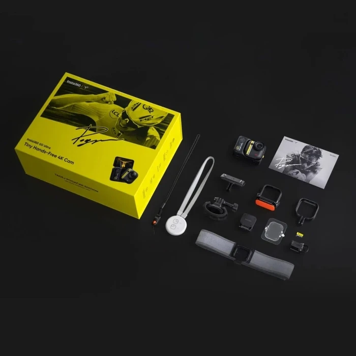 Insta360 GO Ultra Action Camera 4K Ultra HD Υποβρύχια Tadej Pogacar Edition Custom Bike Bundle με Οθόνη Αφής 2.5" και Wi-Fi Midnight Black