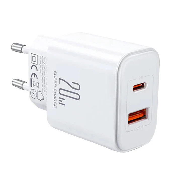 Φορτιστής Πρίζας Joyroom JR-TCF05 Flash, 20W + C to L Cable 1m (White)