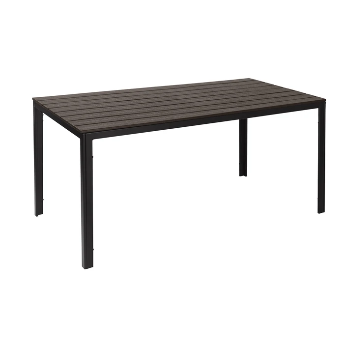 Metal Catering Table with Wood-Effect Top (HDPE) - 156x78x74 cm