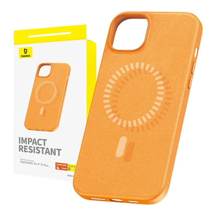 Θήκη Magnetic για iPhone 15 Plus Baseus Fauxther Series (Orange)