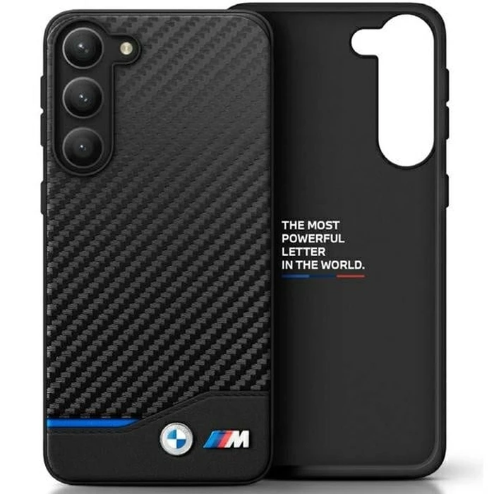 BMW BMHCS23M22NBCK Samsung Galaxy S23+ Plus black Leather Carbon