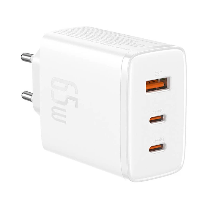 Φορτιστής Πρίζας Baseus OS-Cube Pro 2xUSB-C + USB, 65W (white)