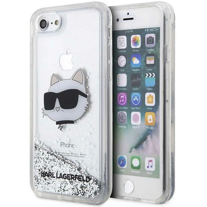 Karl Lagerfeld KLHCI8LNCHCS Apple iPhone SE 2022/SE 2020/8/7 silver hardcase Glitter Choupette Head