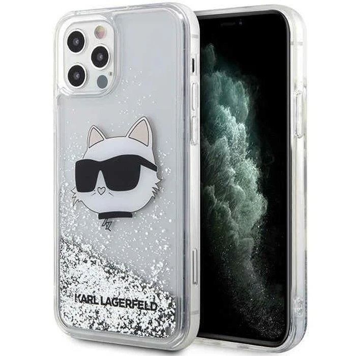 Karl Lagerfeld KLHCP12MLNCHCS Apple iPhone 12/12 Pro silver hardcase Glitter Choupette Head