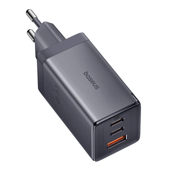 Φορτιστής Πρίζας Baseus GaN5 2x USB-C + USB, 65W + cable 1m (grey)