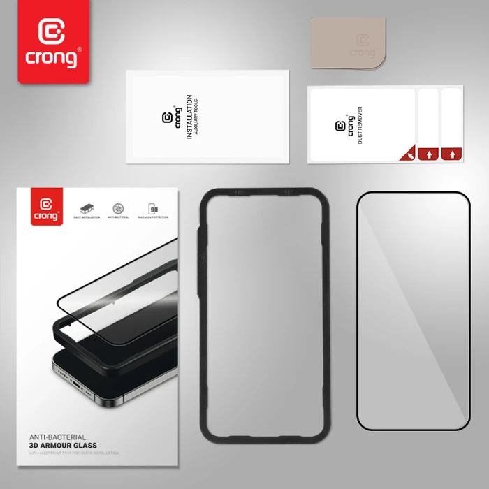 Crong Anti-Bacterial 3D Armour Glass Apple iPhone 14 Pro Max + installation frame