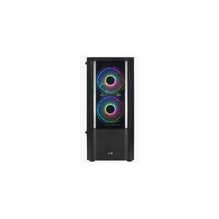 Aerocool Quantum v3 Gaming Midi Tower Κουτί Υπολογιστή με Πλαϊνό Παράθυρο και RGB Φωτισμό - Μαύρο