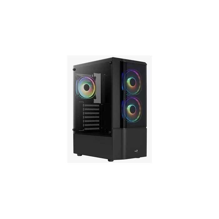 Aerocool Quantum v3 Gaming Midi Tower Κουτί Υπολογιστή με Πλαϊνό Παράθυρο και RGB Φωτισμό - Μαύρο