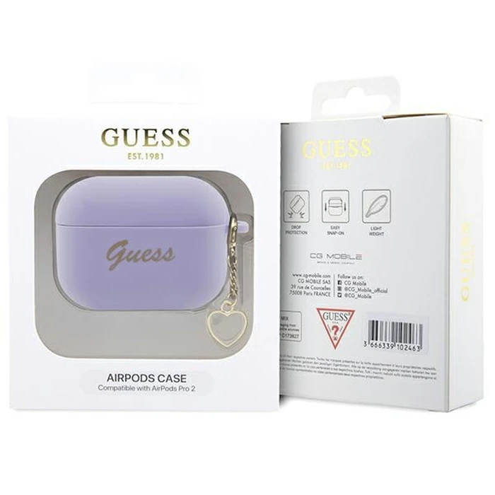 Guess GUAP2LSCHSU Apple AirPods Pro 2 purple Silicone Charm Heart Collection