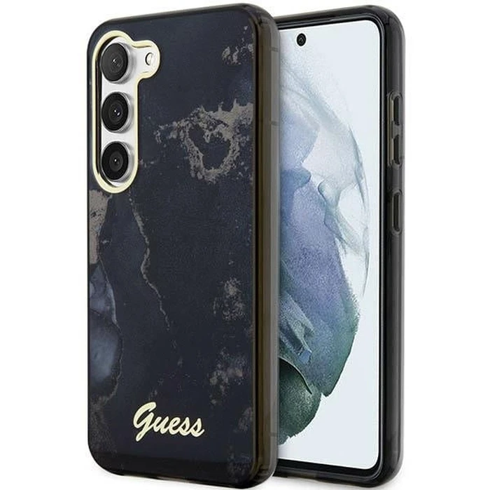 Guess GUHCS23MHTMRSK Samsung Galaxy S23+ Plus black hardcase Golden Marble Collection