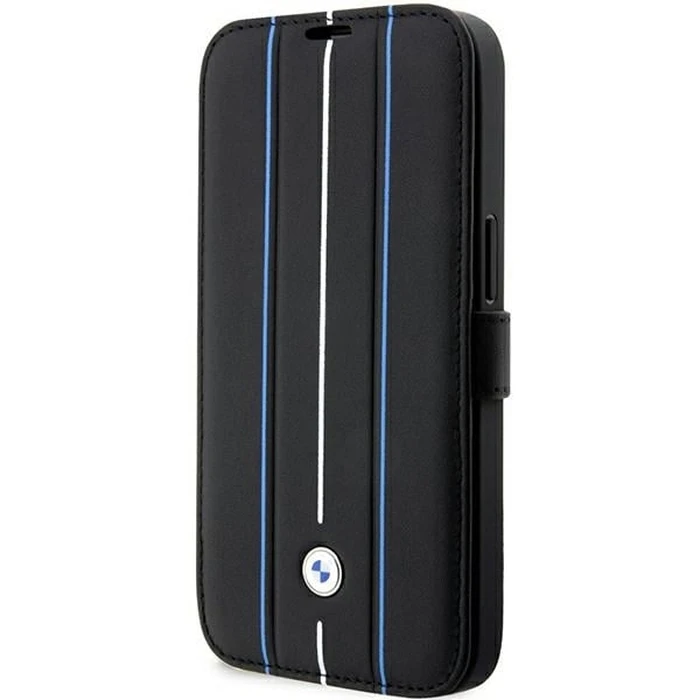 BMW BMBKP14L22RVSK Apple iPhone 14 Pro black bookcase Leather Stamp Blue Lines