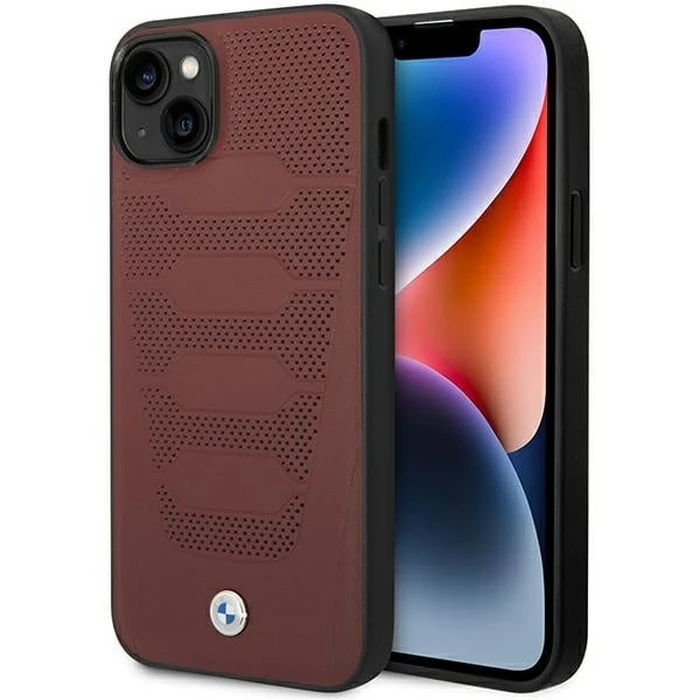 BMW BMHCP14S22RPSR Apple iPhone 14 burgundy Leather Seats Pattern