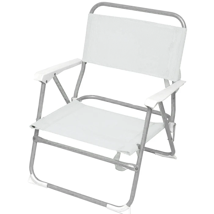 White Metal Beach Chair with Armrests - Textilene