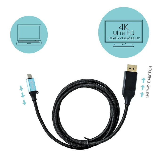 Καλώδιo USB C σε DisplayPort i-Tec C31CBLDP60HZ2M (2 m) 4K Ultra HD Μαύρο