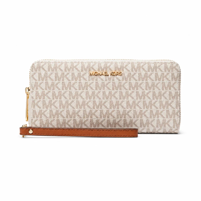 MICHAEL KORS Large Leather Women's Wristlet Purse 35F8GTVT3BVNL - Vanilla