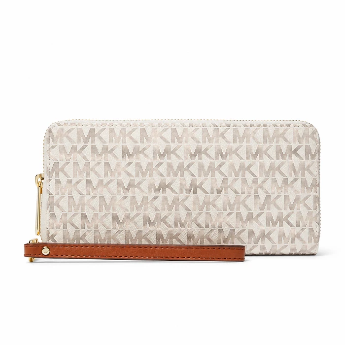 MICHAEL KORS Large Leather Women's Wristlet Purse 35F8GTVT3BVNL - Vanilla