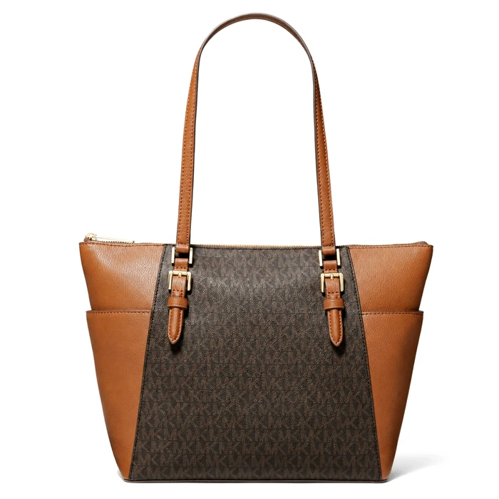 MICHAEL KORS Charlotte Large Leather Tote Bag Brown (Model 35T0GCFT3B, MPN 35T0GCFT3BBRO)